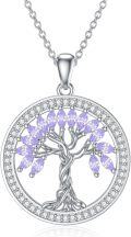 wholesale 925 Sterling Silver Tree of Life Birthstone Necklace with Gemstones-0-0