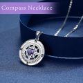 wholesale 925 Sterling Silver 12 Birthstones Nautical Compass Necklace for Women-0-1