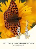 TOUPOP Silver Butterfly Earrings with Stones-0-2