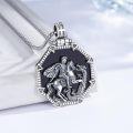 wholesale 925 Sterling Silver St George Dragon Slayer Shield Shape Black Onyx Pendant Necklace  for Men Women Gifts Jewelry Accessories 46cm Chain Length-0-4