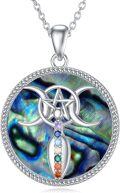 wholesale 925 Sterling Silver Metal Opal Triple Moon Pentagram Necklace with Chakra Stones Gift for Her-0-0