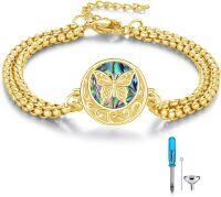 wholesale 925 Sterling Silver Gold Plated Butterfly Urn Bracelet  for Women-gold butterfly