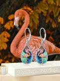 wholesale 925 Sterling Silver Flamingo Teardrop Abalone Shell Drop Earrings  for Women Girls-0-5