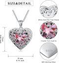 wholesale S925 Sterling Silver Heart Shaped Locket Necklace with Pink Crystals & Engraving Option for Women (Chain Included)-0-10