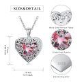 wholesale S925 Sterling Silver Heart Shaped Locket Necklace with Pink Crystals & Engraving Option for Women (Chain Included)-0-10