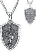 wholesale 925 Sterling Silver Archangel St Michael Protect Us Shield Pendant Necklace 925  for Men & Women-0-0