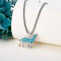 wholesale 925 Sterling Silver Natural Turquoise Wolf Pendant Necklace  for Women and Men-0-2