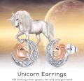 wholesale 925 Sterling Silver Unicorn Moon Stud Earrings-0-2
