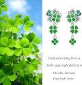 wholesale 925 Sterling Silver Green Crystal Shamrock Drop Earrings 4-Leaf Clover Pendant Irish Jewelry-0-5