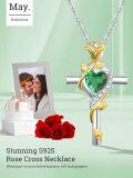 wholesale Sterling Silver Rose Cross Pendant Necklace for Women-0-17