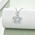 wholesale 925 Sterling Silver Blue Moonstone Flower Pendant Necklace for Women and Teen Girls-0-3