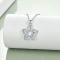 wholesale 925 Sterling Silver Moonstone Flower Pendant Necklace With Crystal Accents-0-3