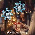 wholesale 925 Sterling Silver Blue Flower Rainbow Moonstone Studs - Small Round Gemstones s for Her-0-2