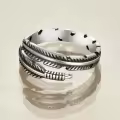 TOUPOP Sterling Silver & Daisy Ring Vintage Feather Jewelry For Women-0-3