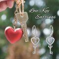 wholesale 925 Sterling Silver Heart Key with Treble Clef Dangle Leverback Earrings  for Women-0-4