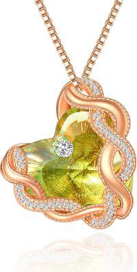 wholesale 925 Sterling Silver Infinity Heart Birthstone Crystal Necklace-08-Aug-Peridot Green
