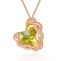 wholesale 925 Sterling Silver Infinity Heart Birthstone Crystal Necklace-08-Aug-Peridot Green