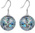 wholesale 925 Sterling Silver Celtic Knotwork Dragon Abalone Shell Drop Earrings-0-0