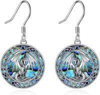 wholesale 925 Sterling Silver Celtic Knotwork Dragon Abalone Shell Drop Earrings-Dragon earrings