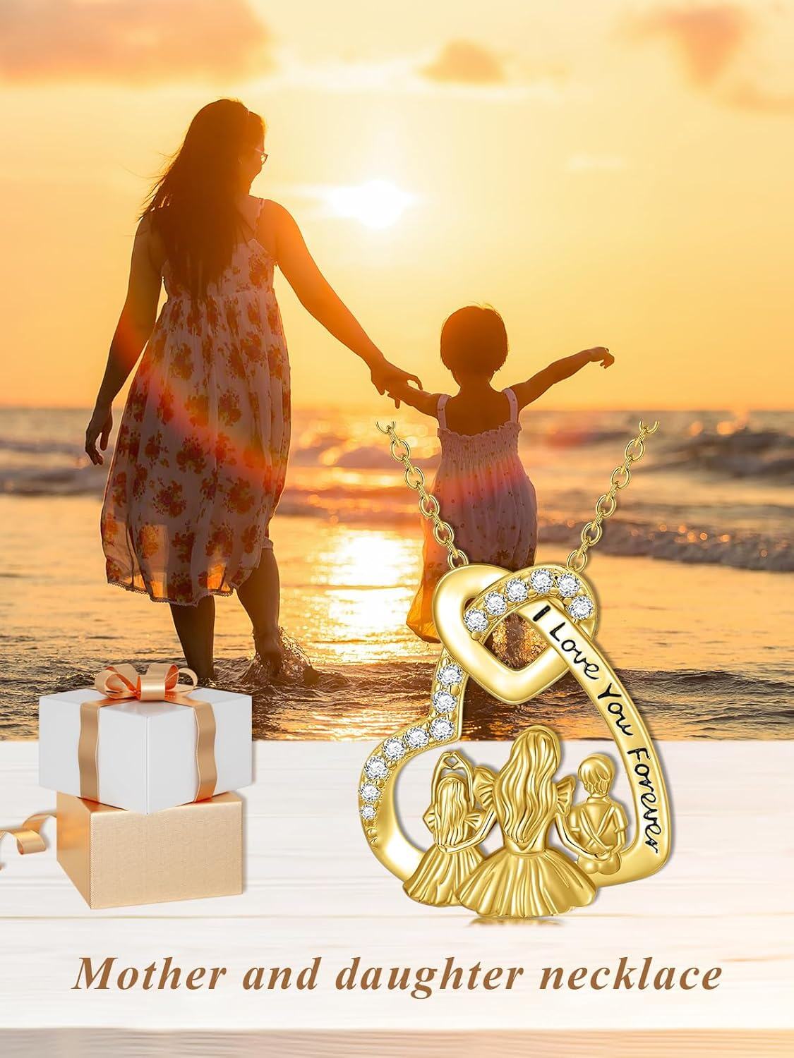 Sterling Silver 14K Gold Plated Mother Father Daughter Son Necklace Mother s Day Gift-0-6