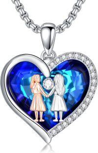 wholesale Metal Crystal Daisy Heart Tree of Life Necklace for Women Sisters Gift-Heart