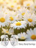wholesale 925 Sterling Silver Daisy Huggie Hoop Earrings - Floral Jewelry for Women-0-2