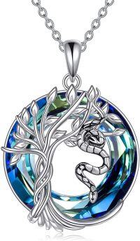 wholesale Sterling Silver Crystal Abalone Shell Animal Pendant Tree of Life Necklace-1-Crystal-Snake