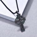 wholesale  Black Celtic Cross Necklace with Green and Blue Inlay for Men Women - Christian s-0-2