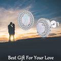 wholesale 925 Sterling Silver Opal Halo Sunburst Oval Stud Earrings for Women-0-4