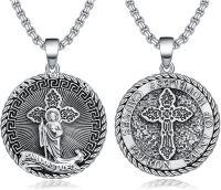 wholesale 925 Sterling Silver St Jude Thaddeus Pendant Cross Hopeless Causes Patron Saint Medal Necklaces Gifts for Men & Women-B09-St Jude Non-personalized