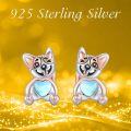wholesale 925 Sterling Silver Moonstone Heart Shaped Puppy Stud Earrings for Women - Cute Animal s-0-5