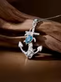TOUPOP Sterling Silver Dolphin Mermaid Turtle Starfish Anchor Ocean Pendant Necklace-0-1