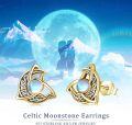 wholesale 925 Sterling Silver Celtic Moonstone Triquetra Stud Earrings - Vintage Good Luck  for Her-0-5