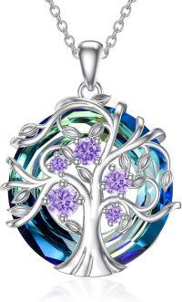 wholesale TOUPOP Tree Of Life Necklaces For Women Family Tree June Birthstone Birthday Ncklace Alexandrite Jewelry S925 Sterling Silver Jewelry Birthday Gifts For Women Girlfriend Wife Her Mom -undefined