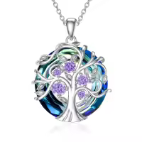 TOUPOP Sterling Silver Alexandrite Tree Of Life Necklace-undefined