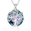 TOUPOP Sterling Silver Alexandrite Tree Of Life Necklace-0-0