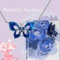 wholesale 925 Sterling Silver Blue Butterfly Heart Knot Pendant Necklace - Cute  for Women-0-4