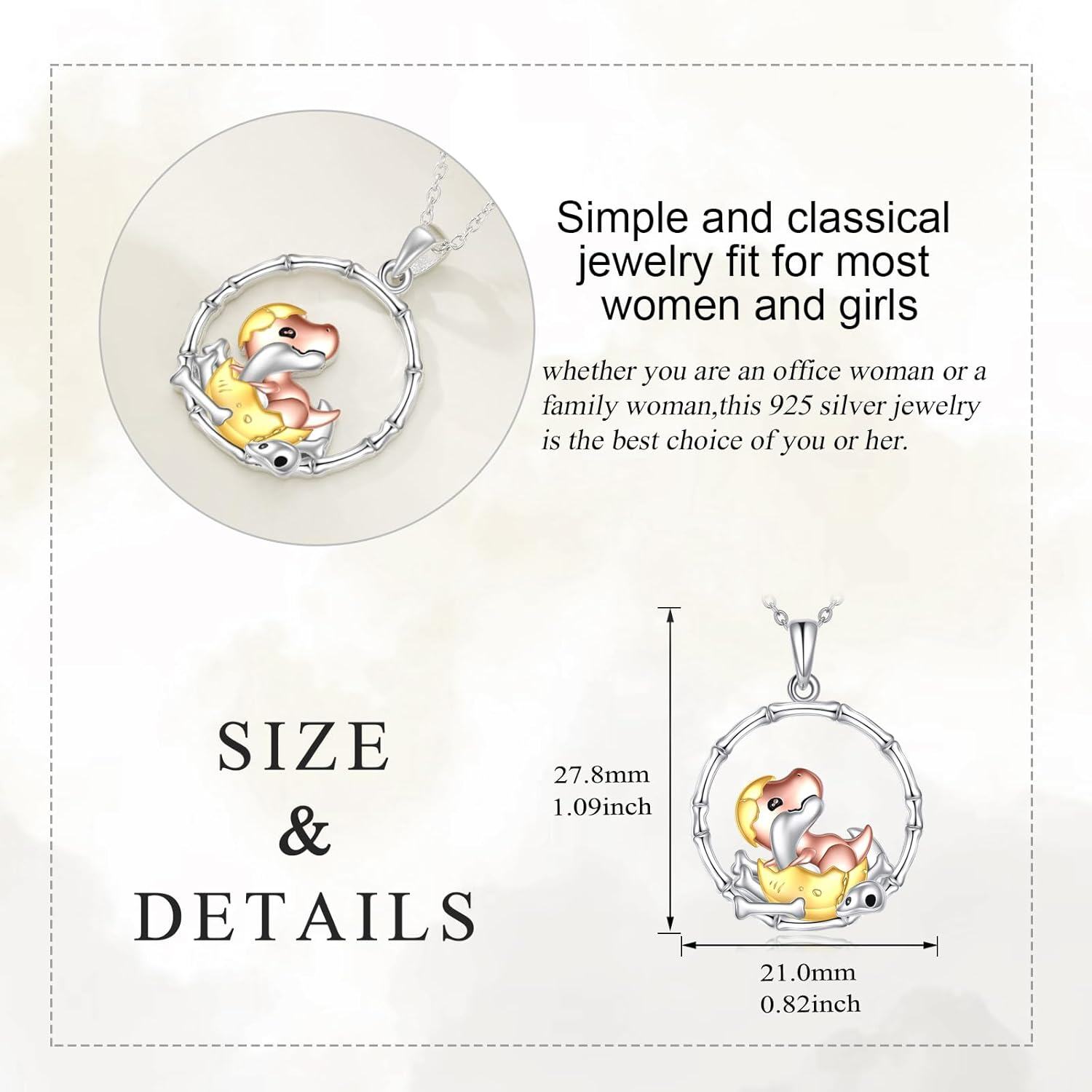 wholesale 925 Sterling Silver Baby Dinosaur in Egg Pendant Necklace for Women Girls Kids Gifts-0-4
