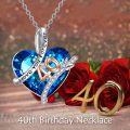 wholesale 925 Sterling Silver Heart Pendant Necklaces with Blue Crystal and Arrow Design - Love You Forever  for Her (Birthday)-0-3