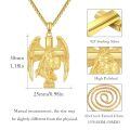 wholesale 925 Sterling Silver Gold Plated Saint Michael Archangel Winged Cross Pendant Necklace-0-4