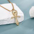 wholesale 925 Sterling Silver Plated Gold  Eye of Horus Ankh Cross Pendant with Chain for Men-0-2