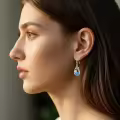 TOUPOP Sterling Silver Blue Opal Ocean Wave Teardrop Earrings-0-1