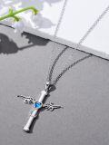 wholesale 925 Sterling Silver Heart Opal Wings Cross Pendant Infinity Necklace-0-3