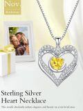 wholesale 925 Sterling Silver 12 Birthstone Double Heart Necklace for Women-0-2