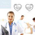 wholesale 925 Sterling Silver Heart Stethoscope Stud Earrings for Nurses Gifts-0-4