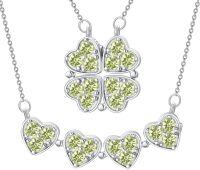 wholesale  Metal Stone Clover Birthstone Necklace Magnetic Four Leaf Heart Pendant Foldable Shamrock Conversion Gift for Women -8-August