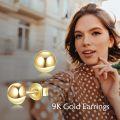 wholesale Gold Metal Round Ball Stud Earrings - Real Stones Gift for Her 6mm-0-5