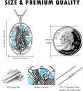 wholesale 925 Sterling Silver Turquoise St Michael Archangel Prayer Medal Necklace Pendant-0-4