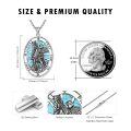 wholesale 925 Sterling Silver Saint Michael Archangel Turquoise Oval Pendant Necklace-0-4