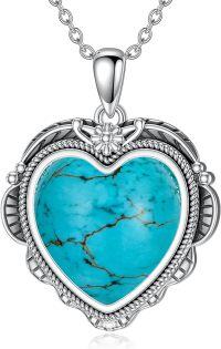 wholesale 925 Sterling Silver Heart-Shaped Turquoise Pendant Necklace for Women-02-Heart